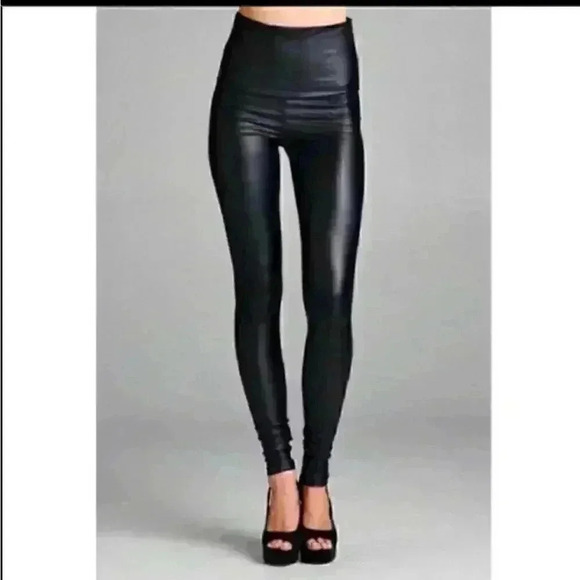 New Solid Faux Leather legging - Picture 1 of 16